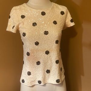 J Crew Off White Sequin Top